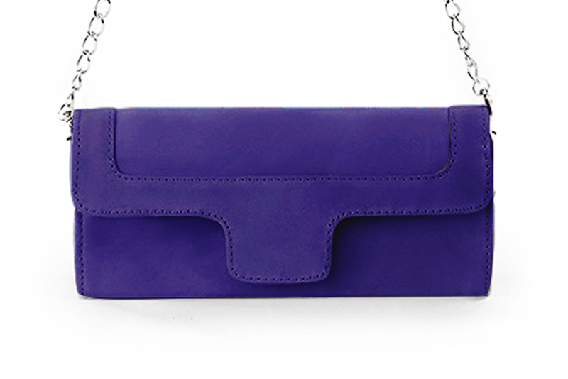 Dress clutch for wedding and parties in violet purple leather - Profile view